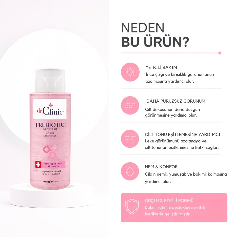 Prebiyotik Micellar Kuru ve Hassas Ciltler Pembe 400 ml