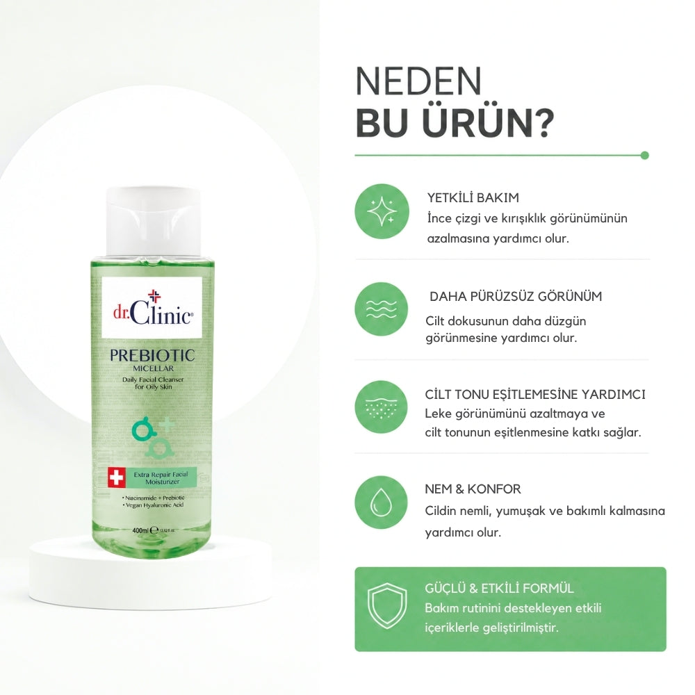 Prebiyotik Micellar Yağlı Ciltler Yeşil 400 ml
